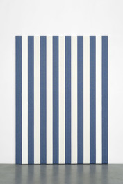 Daniel Buren, Peinture acrylique blanche sur tissu rayé blanc et bleu