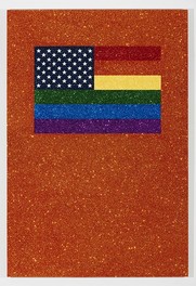 Jonathan Horowitz, Rainbow American Flag on Orange Field II for Jasper in the Style of the Artist's Boyfriend